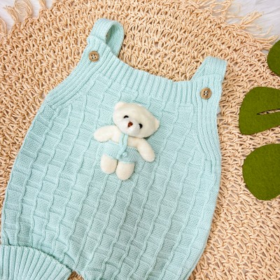  Jardineira Curta de Linha Ursinho - Verde Água